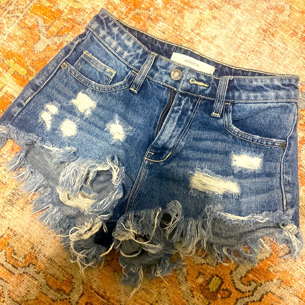 High-waist denim shorts